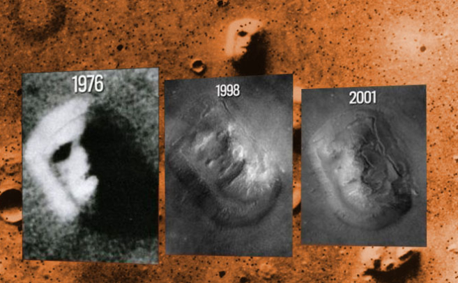 НАСА трижды фотографировало Марсианского сфинкса из Сидонии