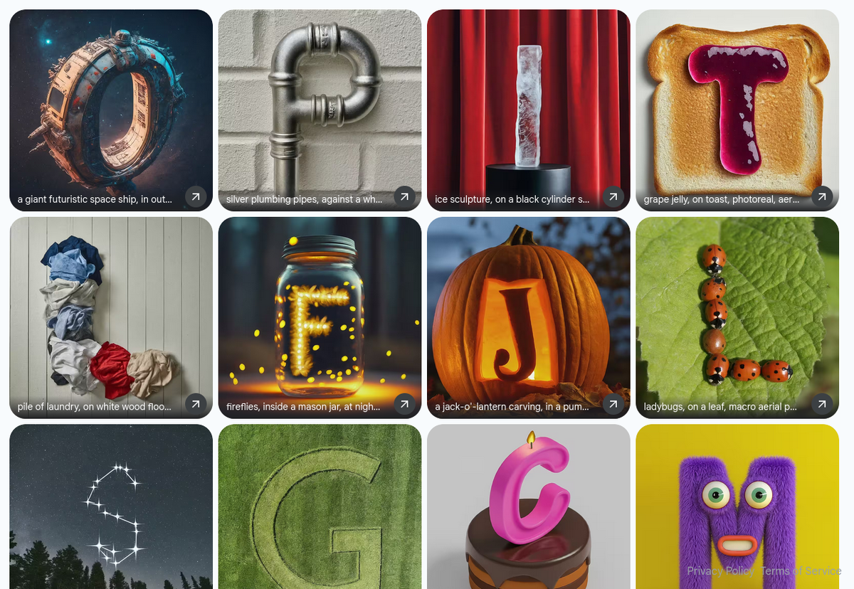 Примеры шрифтов на сервисе