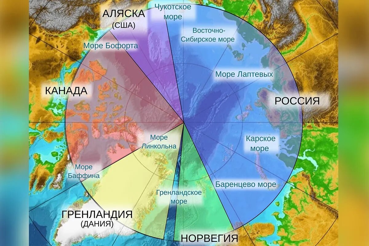    Секторальное деление Арктики. © Pikne