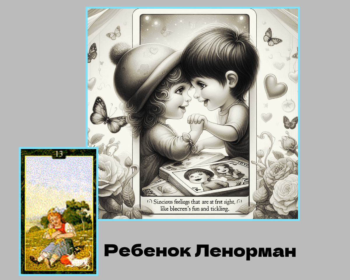 Карта Ребенок Ленорман: Первая любовь незабываема.