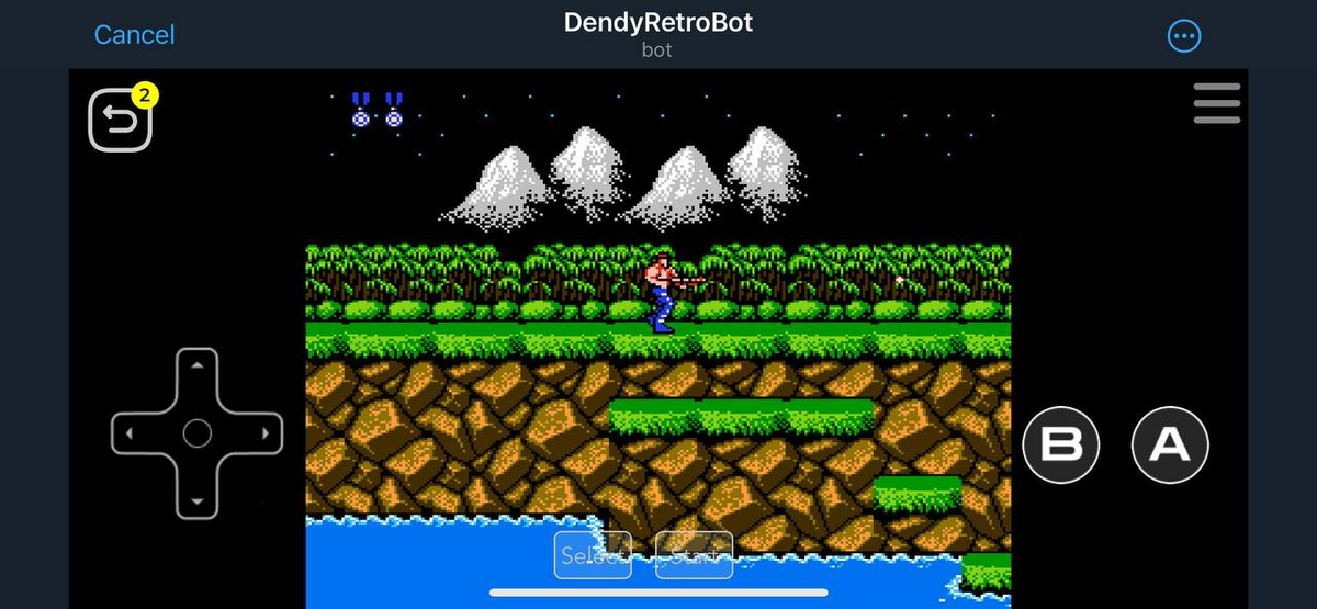 Общий вид DendyRetroBot. Игра Contra 