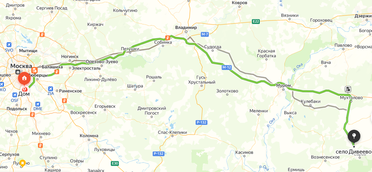 Маршрут Москва-Дивеево
