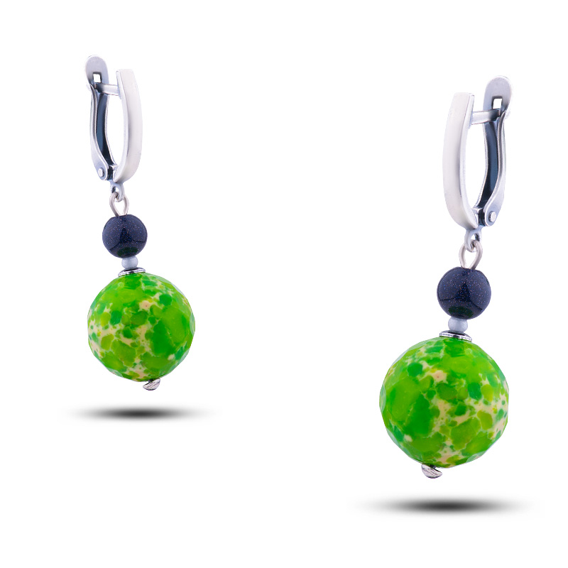 Серьги "Шарлиз", камни варисцит от Галереи Самоцветов