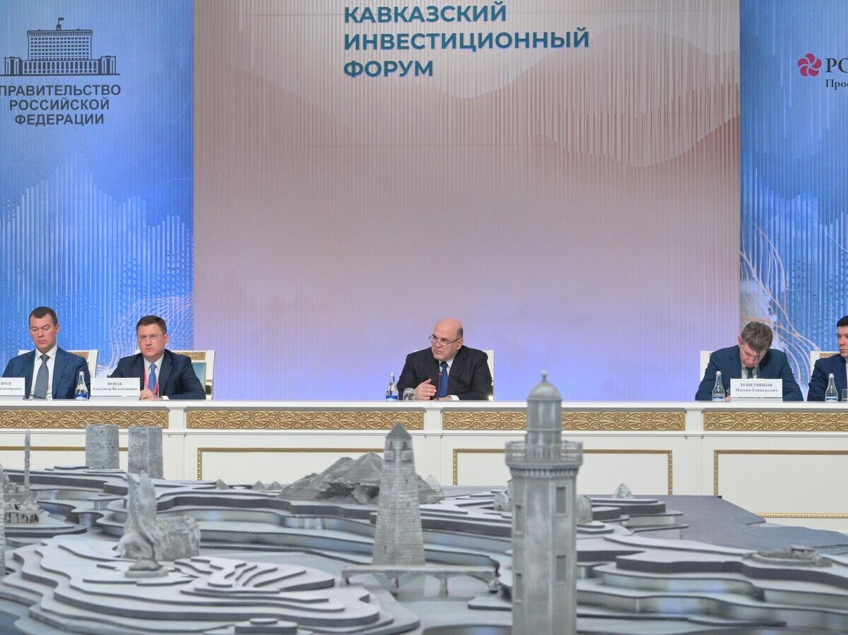    Председатель правительства РФ Михаил Мишустин проводит совещание с членами правительственной комиссии по вопросам социально-экономического развития Северо-Кавказского федерального округа© РИА Новости / Александр Астафьев
