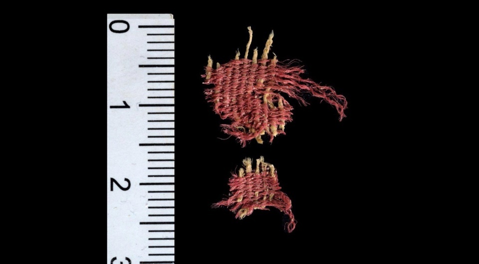 Фрагменты окрашенной ткани из Пещеры Черепов.