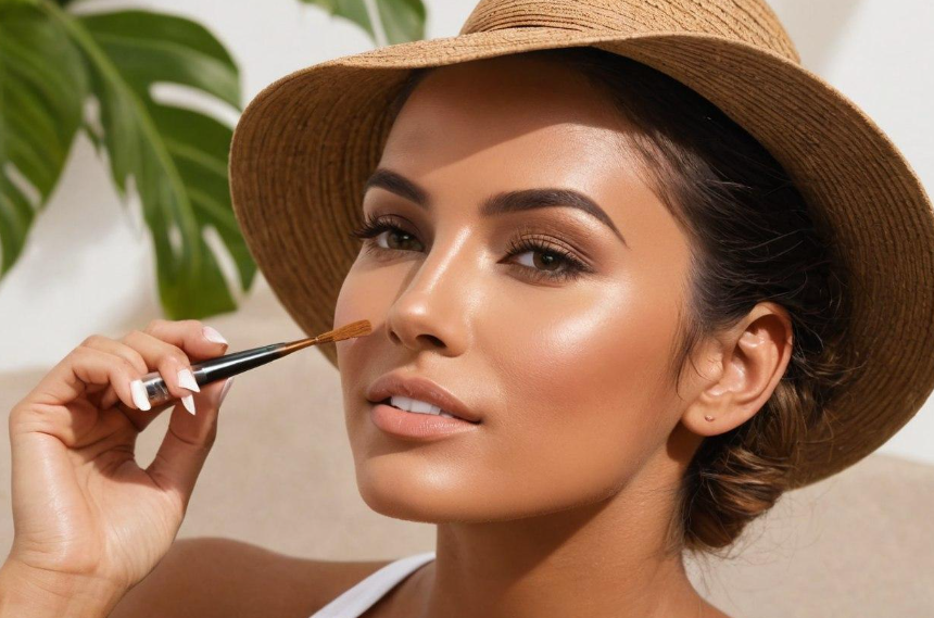 Картинка 1. Как правильно наносить бронзер для естественного загара