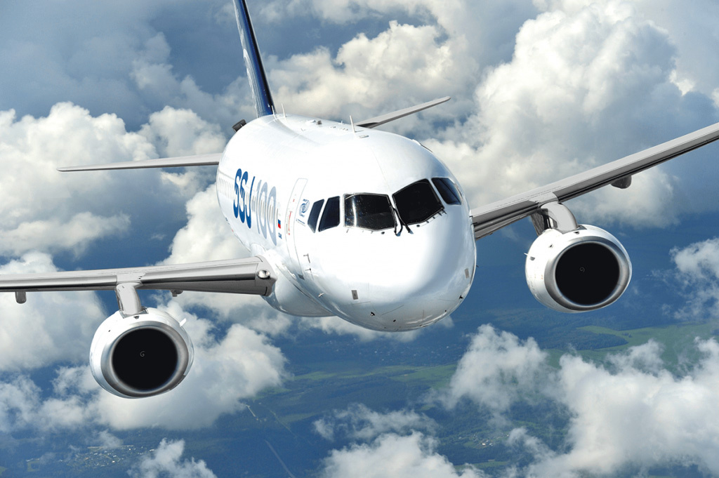 SSJ-100 — Российский ближнемагистральный узкофюзеляжный авиалайнер.