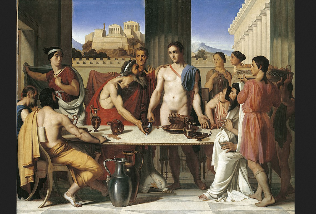 Ипполит Фландрен. "Эгей узнаёт в Тесее своего сына", 1832. 