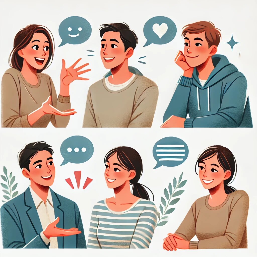 Плюс нужно учитывать то, что общение - это не только то, что говорится словами. Это язык поступков, взглядов, касаний, шагов друг к другу или от...