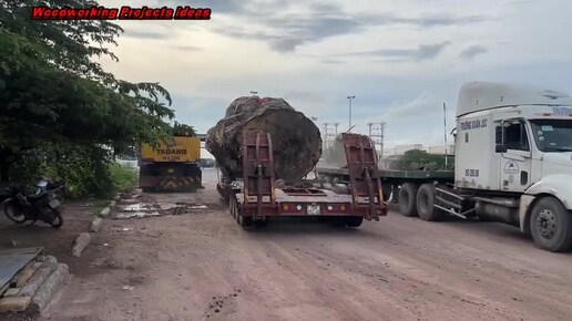 Распил большого бревна красного дерева. Фугование плахи. Шлифовка и покраска. Получили красивую столешницу. Камбоджа.