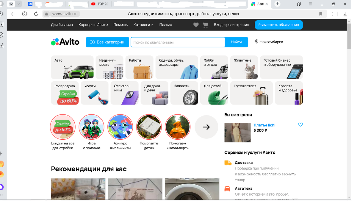 Рисунок №1-вход на "Авито".