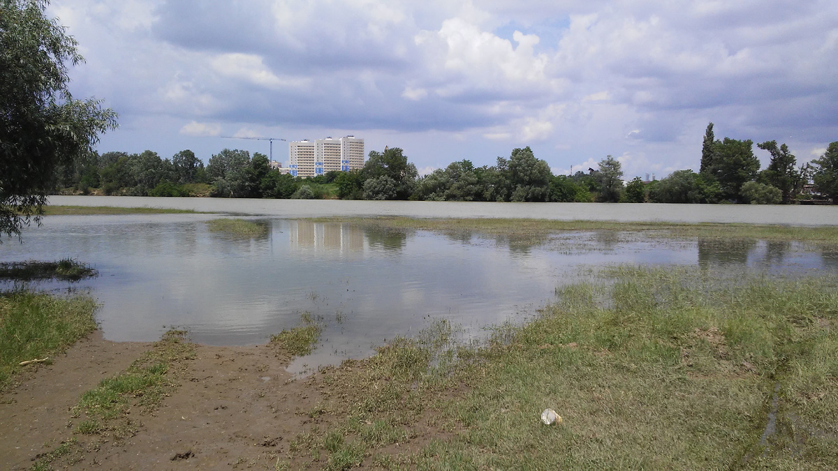 Краснодарские эксперименты над климатом: из водохранилища спустили воду и река Кубань вышла из берегов затопив побережье. Нет, нет, человек совсем не влияет на природу. фото автора