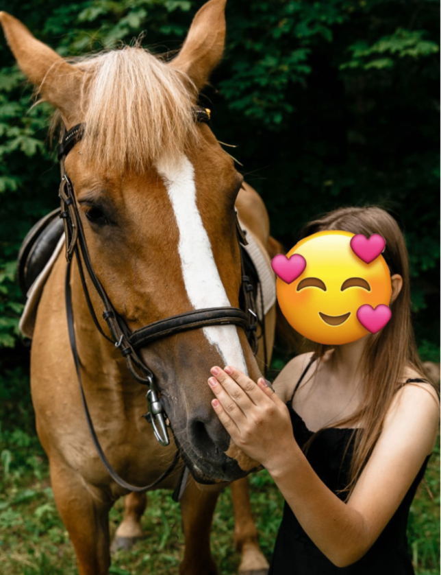 Светлая, с почти белой гривой. Полоску на ее морде называют проточиной.