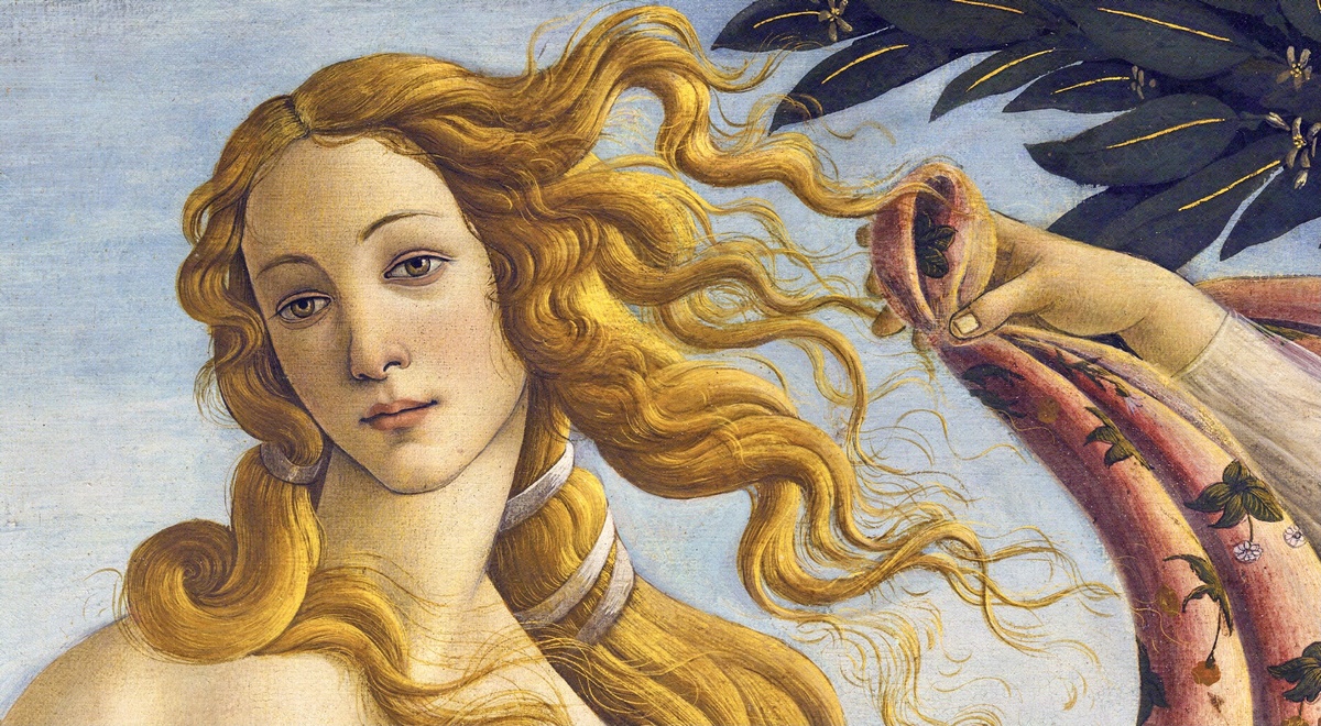 Как прекрасно лицо богини в обрамлении развевающихся золотых локонах волос