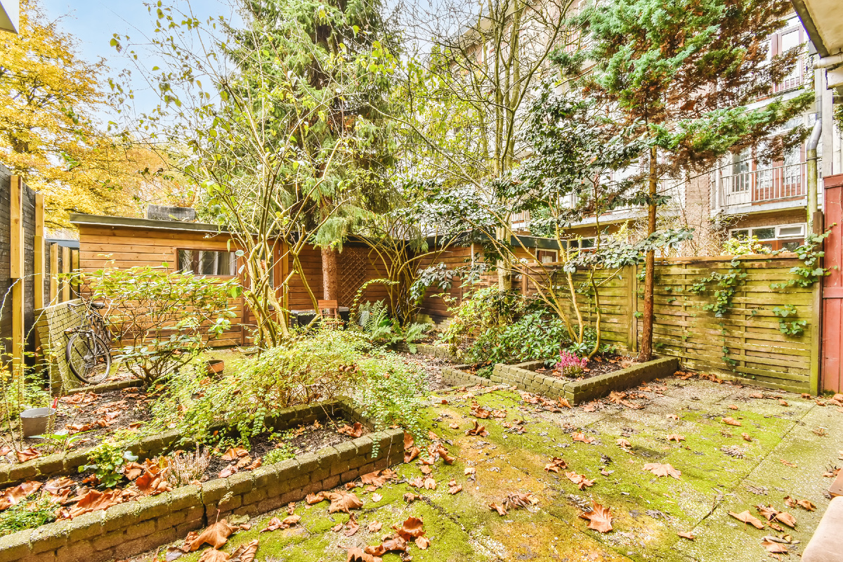 Маленький садовый участок осенью