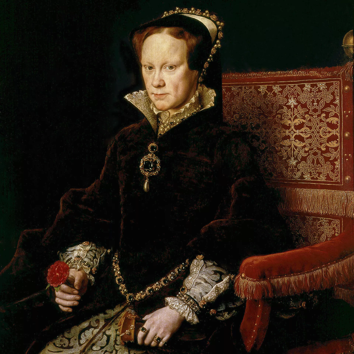 Мария I Тюдор, более известная как Кровавая Мэри. Сегодня Кровавую Мэри можно выпить, закусив Цезарем и кусочком Наполеона.