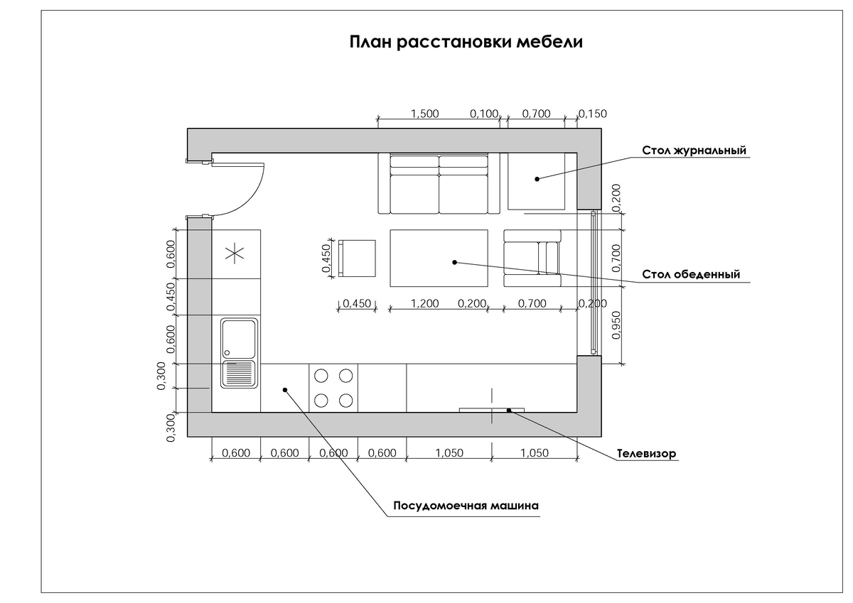 Планировка кухни чертеж