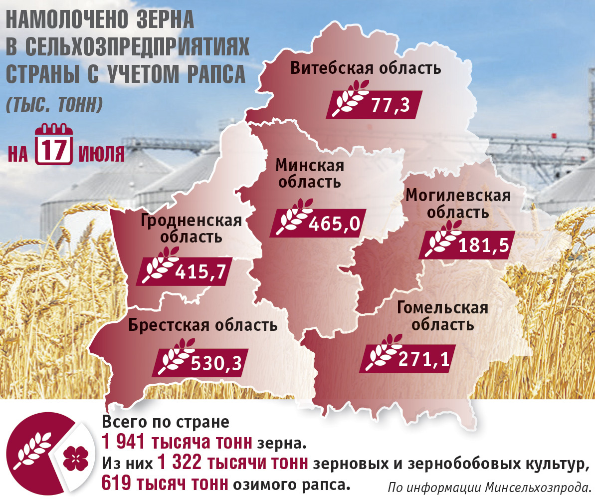    Гродненская область удерживает лидерство по урожайности зерновых колосовых культур