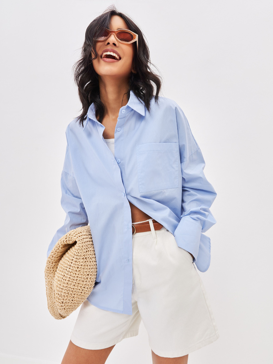 Артикул голубой рубашки на WB 64854866