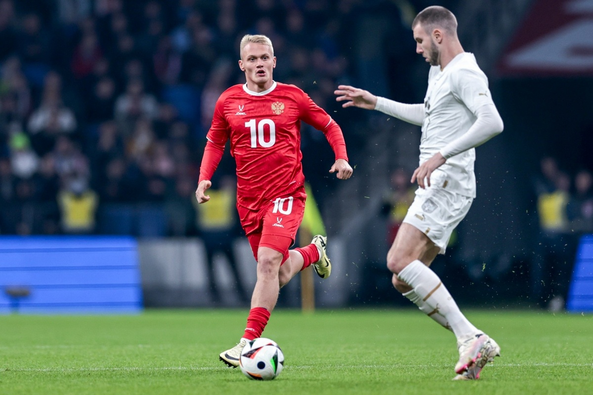 Тюкавин против сборной Сербии 