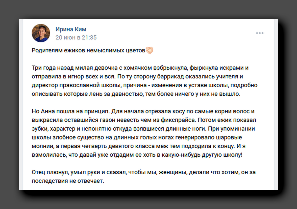 Скрин со страницы vk.com/erinakim