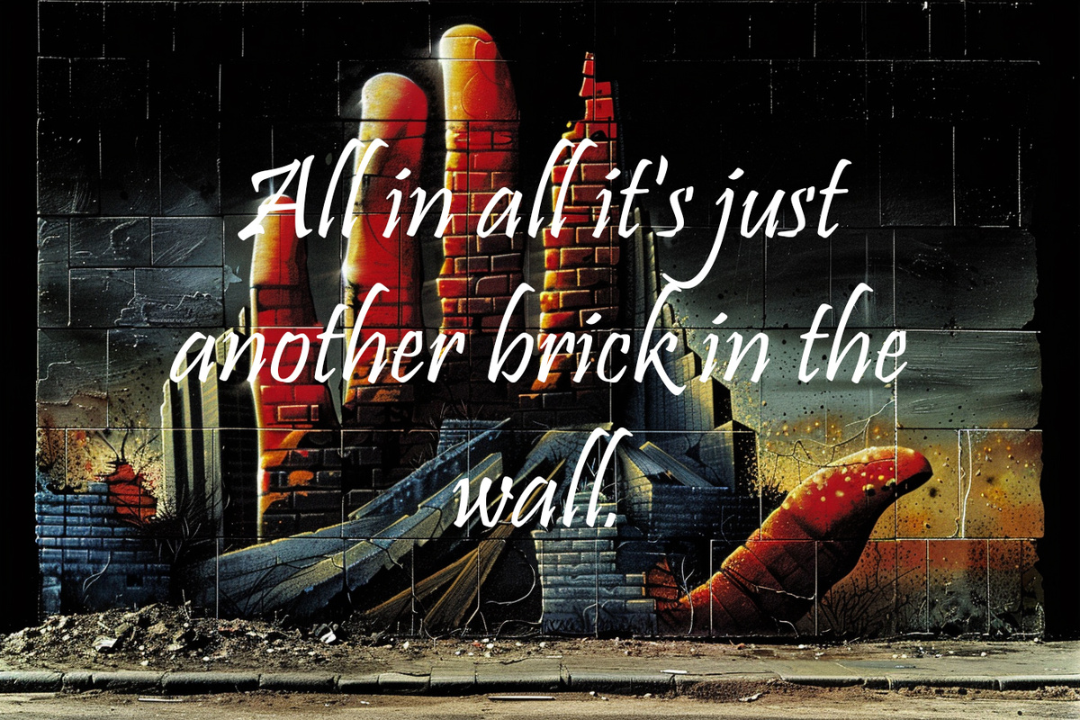 "All in all it's just another brick in the wall." Pink floyd