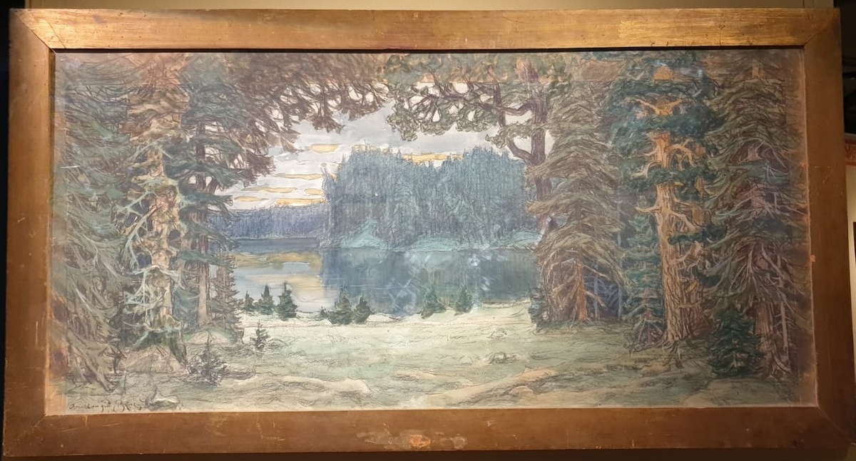 Аполлинарий Васнецов. Озеро. Эскиз декорации к кантате «Сказание о граде великом Китеже и тихом озере Светлояре». 1903. Бумага, акварель, пастель.