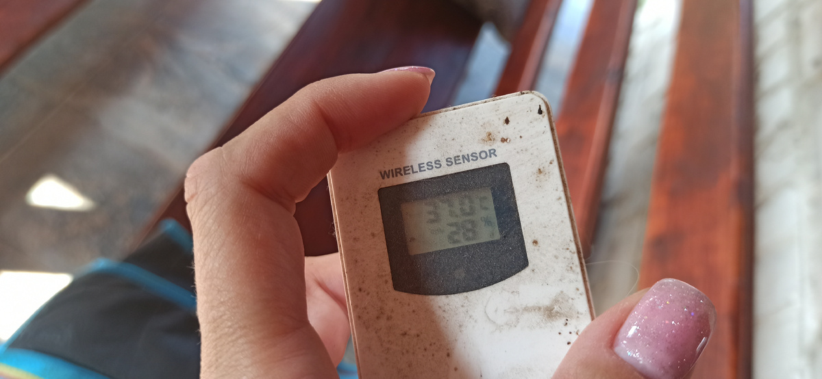 Это температура в тени на террасе в 5 часов вечера