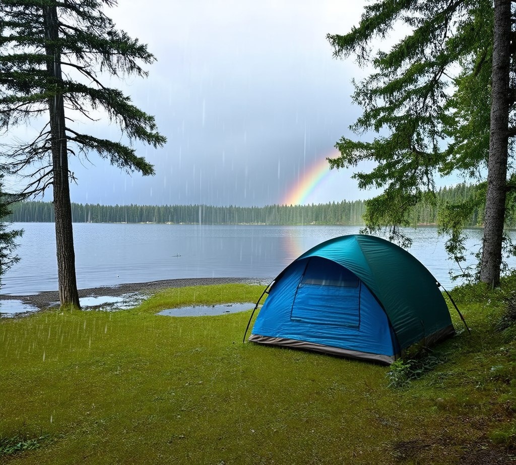 Установка палатки с качественным дном и тентом.