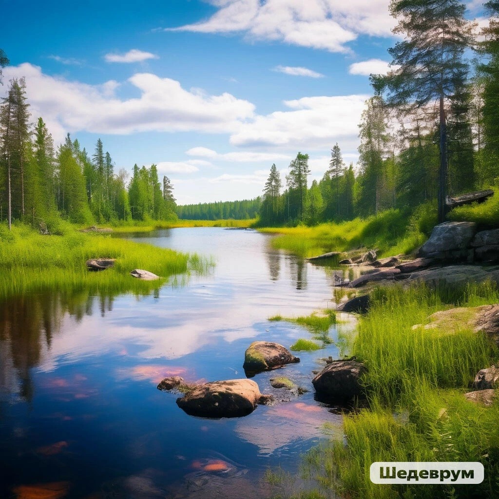 фото создано нейросетью, лето в Карелии