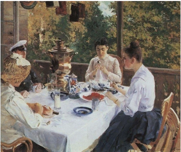 Константин Коровин «За чайным столом», 1888 год
