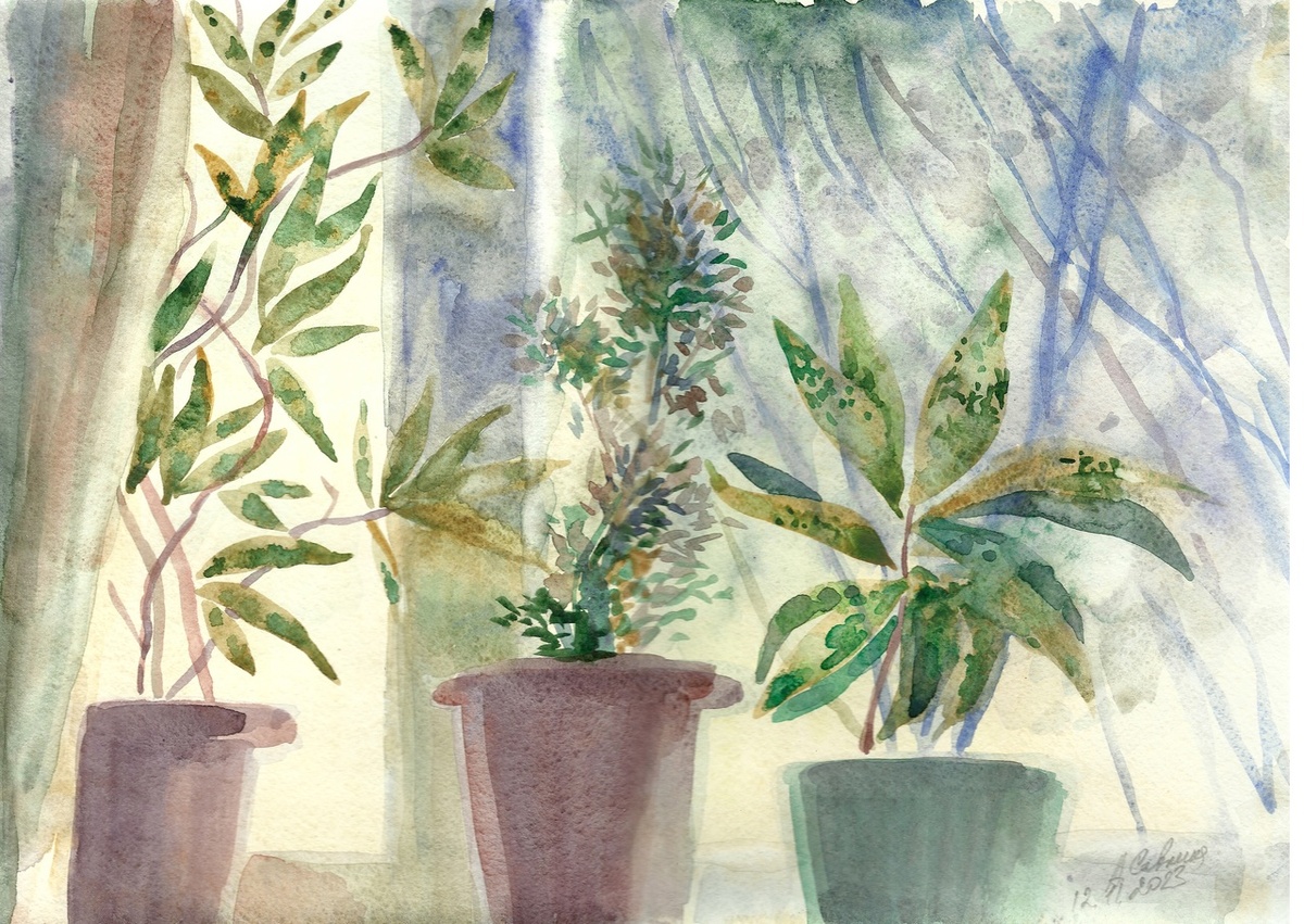 А. Савкина. Осенний день. 2023. Бумага, акварель