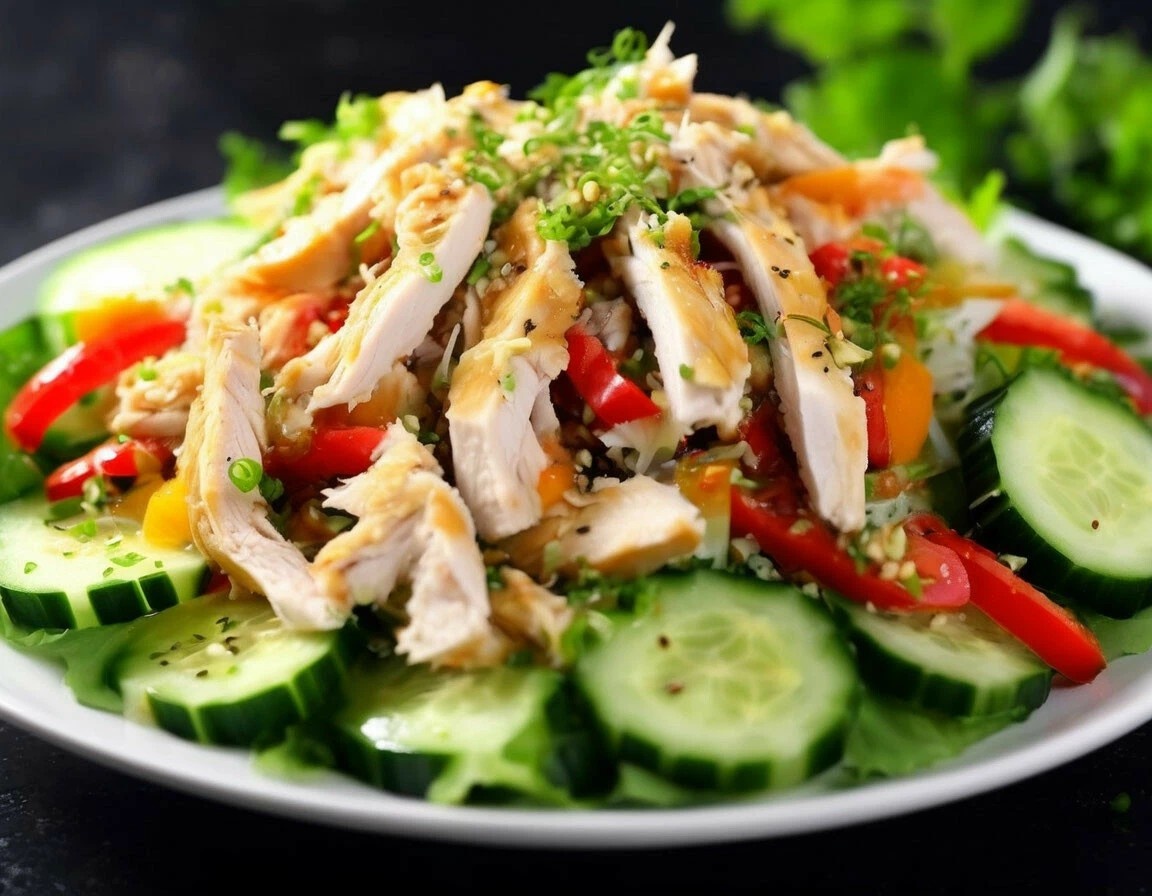 Салат с курицей и овощами