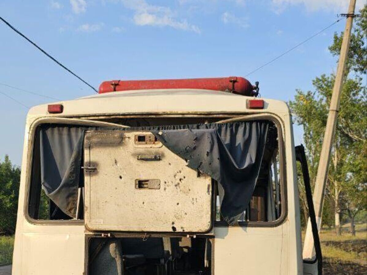    Последствия удара ВСУ по рейсовому автобусу в Горловке© Фото : Приходько РИК/Telegram