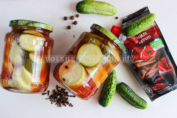 Кабачки в кетчупе чили