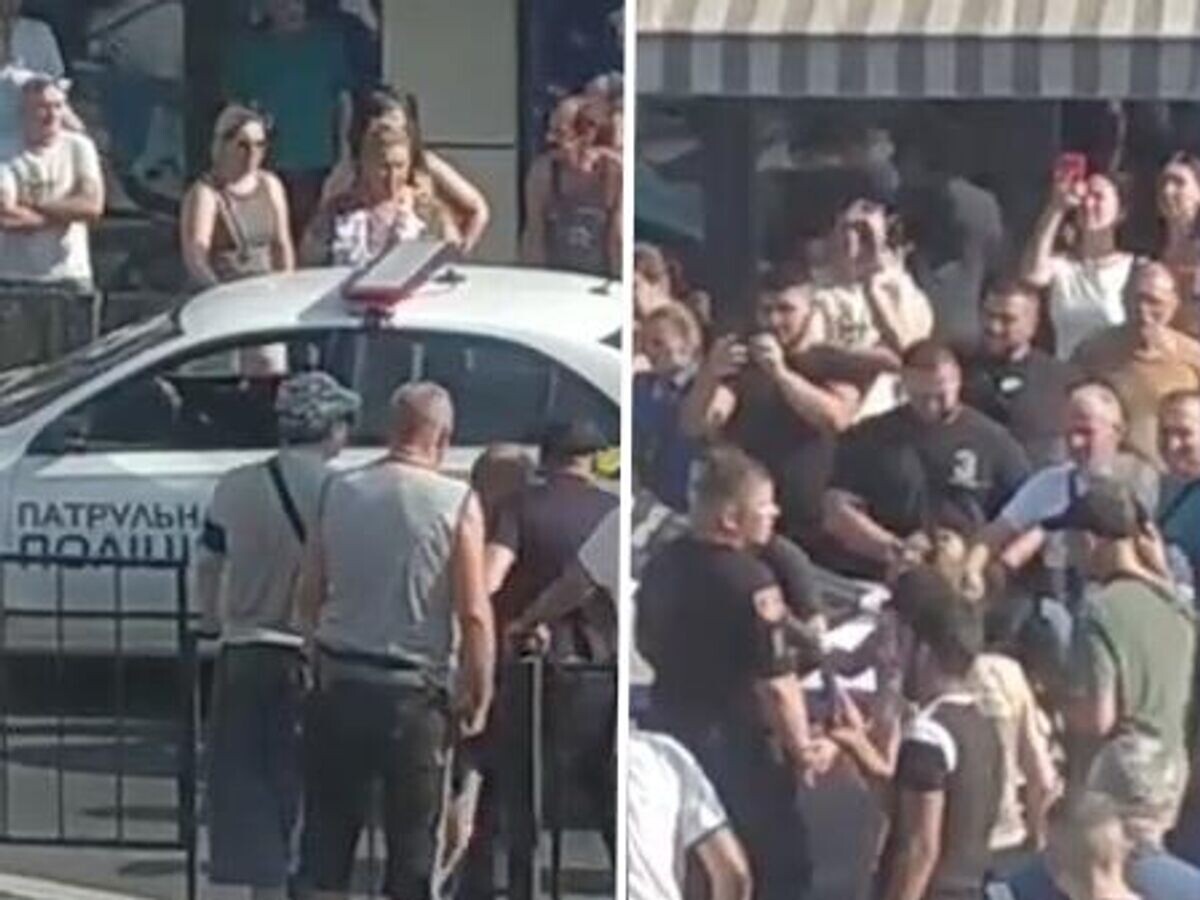    Место происшествия, где мужчина стрелял в воздух при попытке сотрудников военкомата его задержать в Одессе© Соцсети