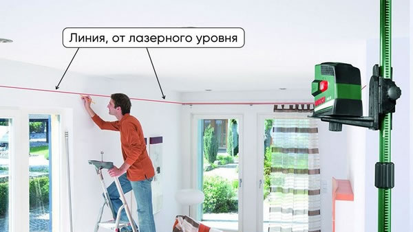    Так происходит разметка уровня, при помощи лазерного уровня