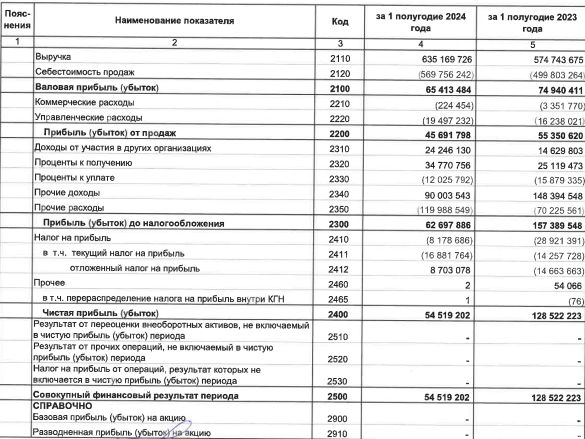 Отчетный период 2 квартал 2024