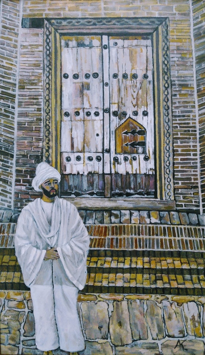 Работа А.М. Кальвиной "Бухарский узбек". 2023. Холст, акрил.