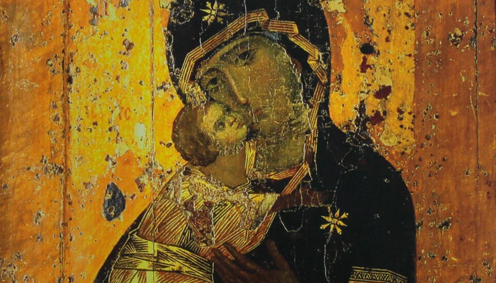 Владимирская икона Божией матери, фрагмент.