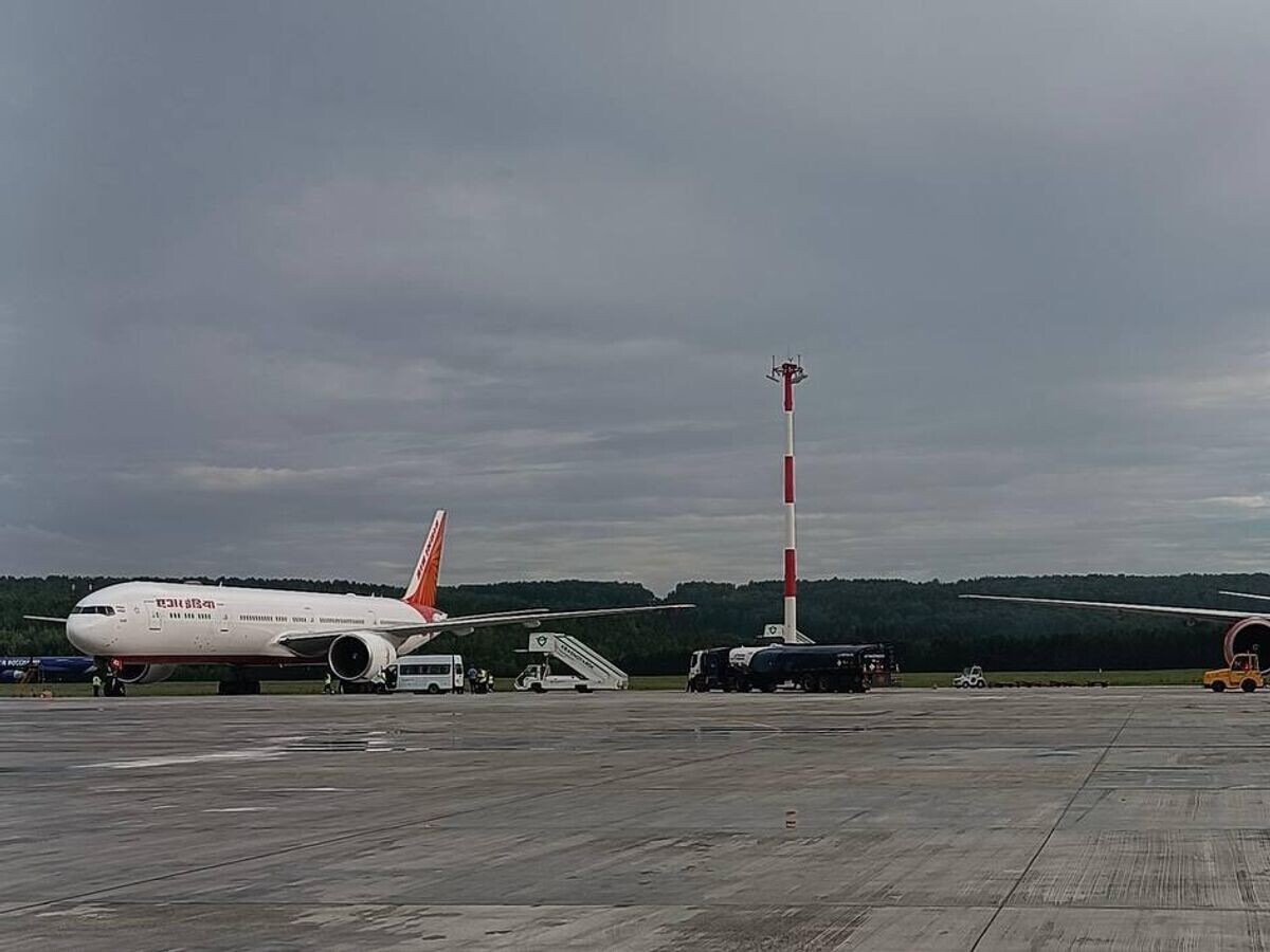    Резервный борт авиакомпании Air India совершил посадку в аэропорту Красноярск© Фото : Аэропорт Красноярск/Telegram