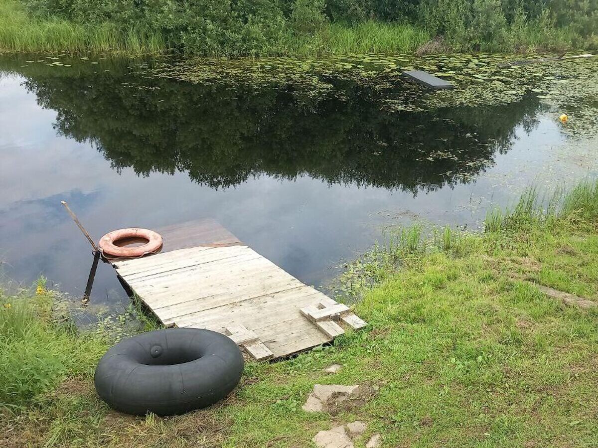    Место происшествия, где двое детей утонули в озере у деревни Усть-Вага в Виноградовском районе Архангельской области© Фото : СУ СК России по Архангельской области и НАО/Telegram