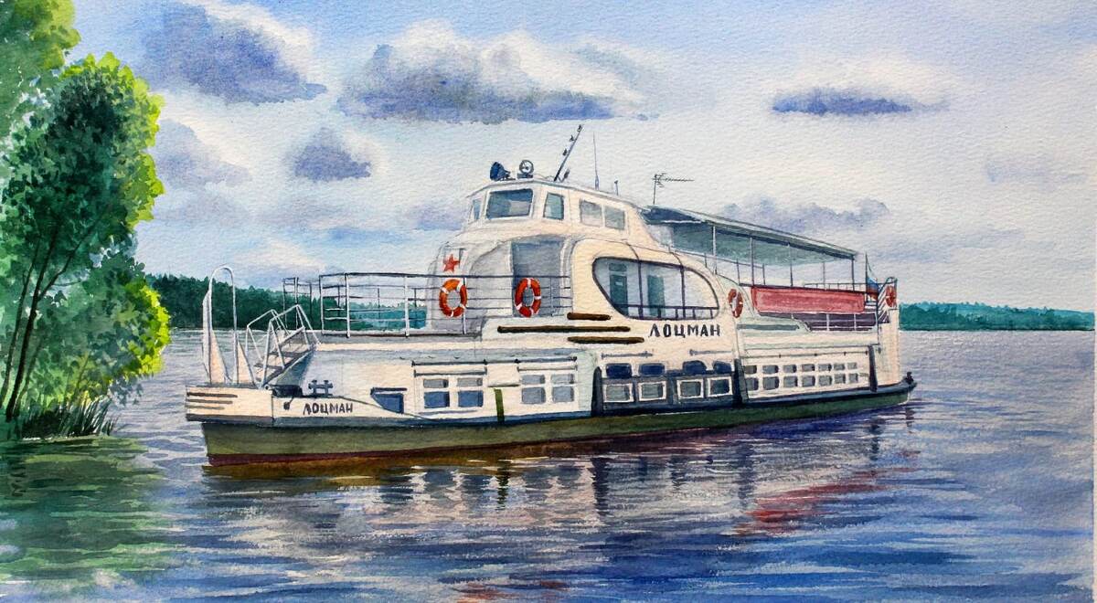 Т/х "Лоцман". Картина Юлии Кузнецовой, г.Конаково.