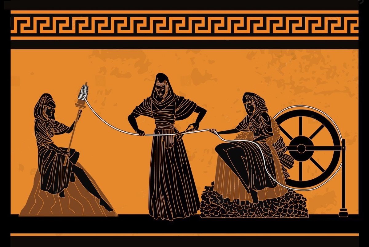 Три древнегреческие богини Мойры ткут нить человеческой судьбы.