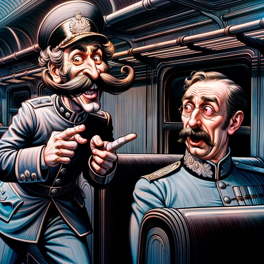 Анекдот, карикатура, смешной рисунок про поручика Ржевского, который перепутал генерала с его дочкой в тоннеле