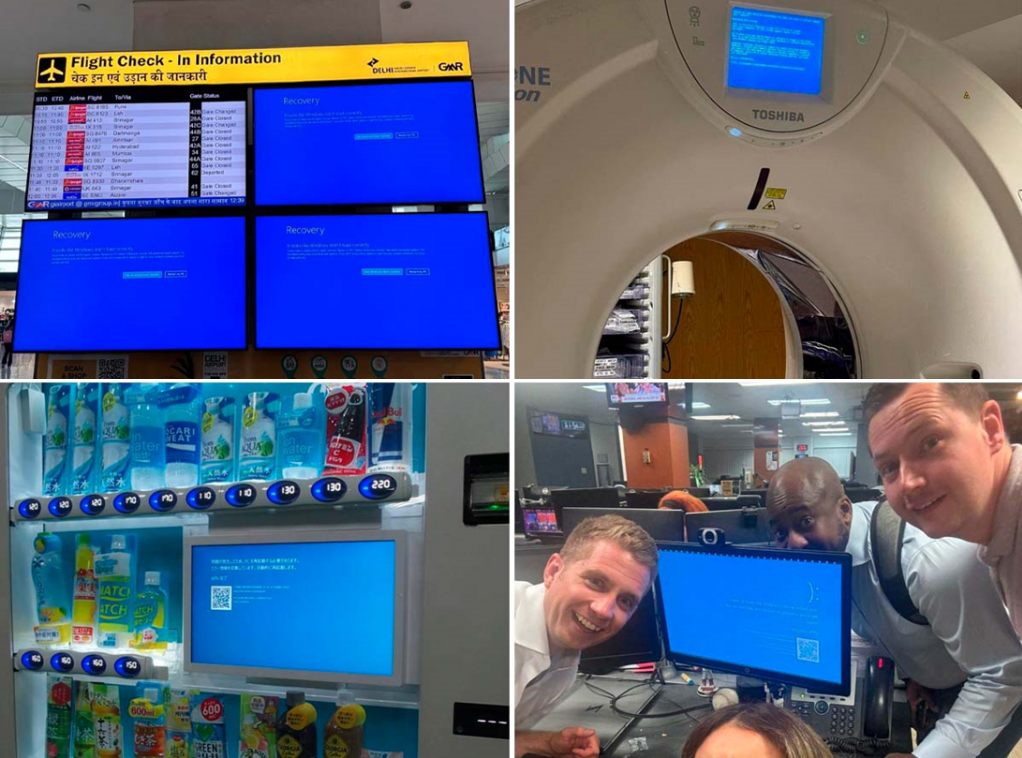 На фото: массовое отключение устройств ОС Windows 10 после автоматического обновления драйвера антивируса CrowdStrike. Источник: https://www.securitylab.ru/news/550296.php