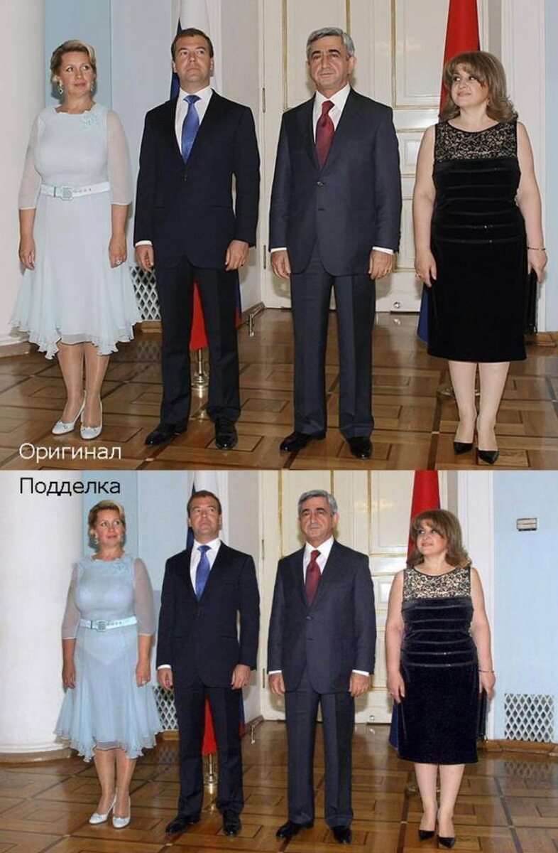 Несколько лет назад в сети появились кадры Светланы Медведевой в голубом, прозрачном платье. Не думаю, что на тот момент первая леди страны решила пойти на государственный прием в прозрачном наряде. Скорее всего, постарались интернет-умельцы и «дорисовали» нижнее белье. Но ситуация вполне реальная и подобное может случится с каждой. Тонкие ткани под большим количеством света делают ваше нижнее белье заметным. Если такой цели нет, выбирайте одежду из плотной ткани. 