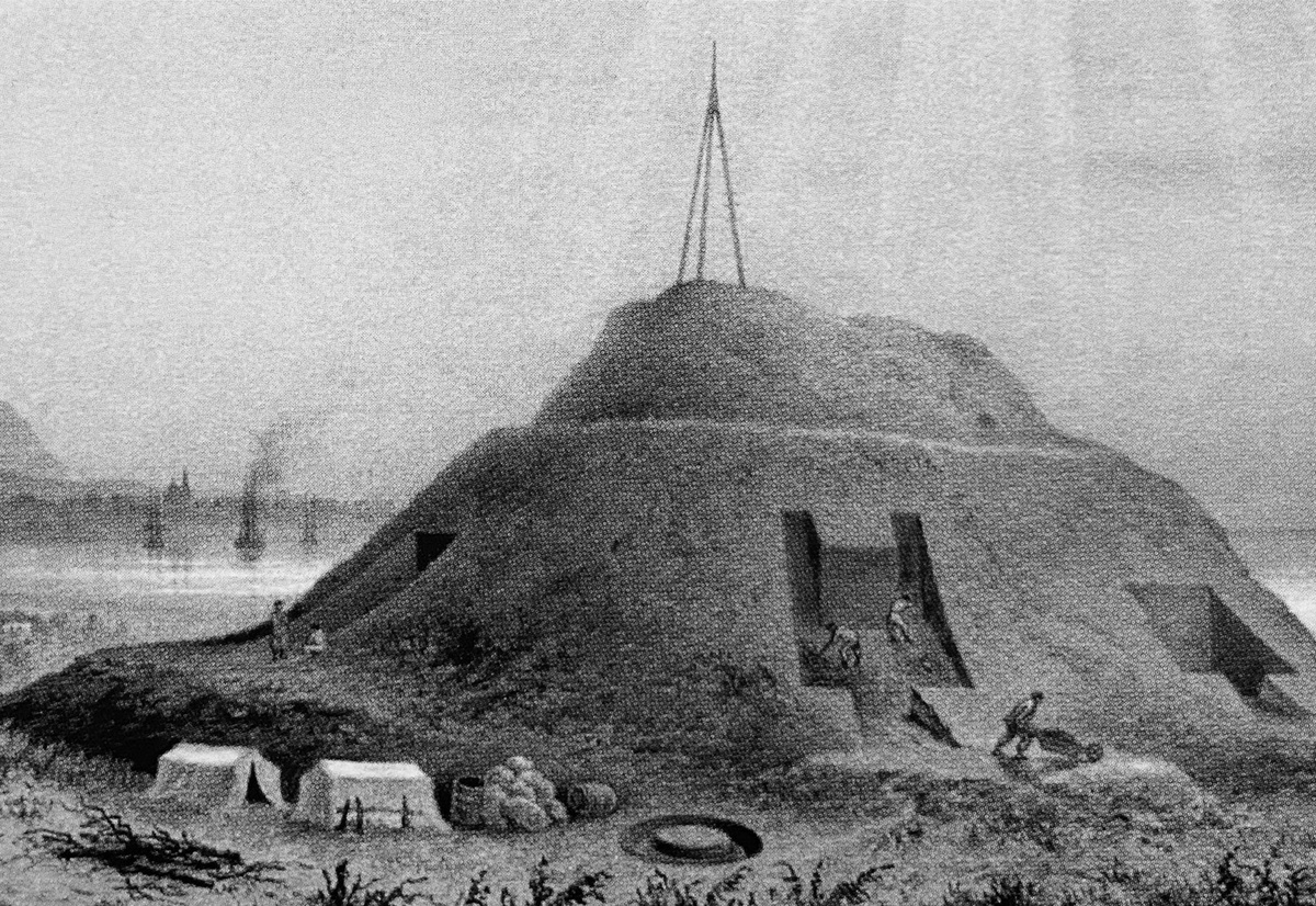 Раскопки Витязевского кургана В.Г. Тизенгаузеном в 1882 г. Рисунок Ф.И. Гросса, 1882 г.