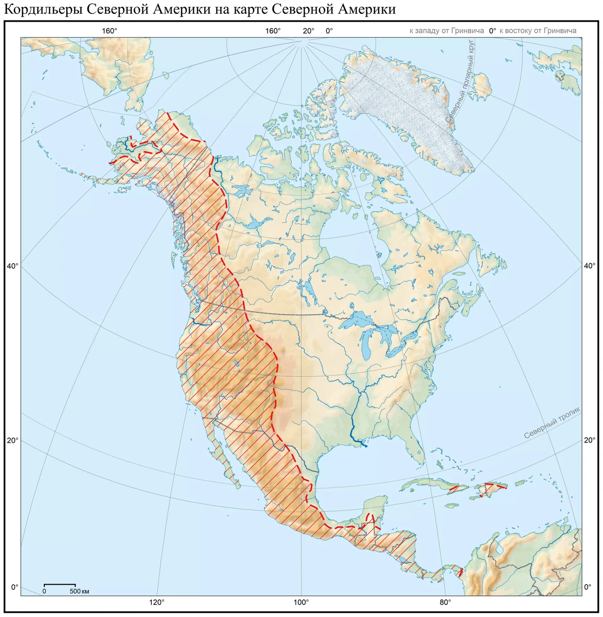 Западные кордильеры на карте