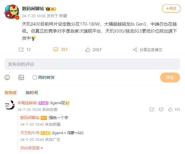 Пост Digital Chat Station в Weibo